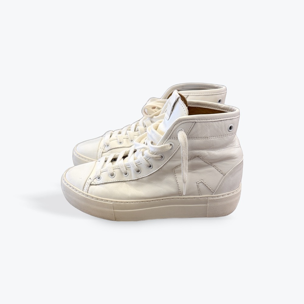 Alohas White Leather High Top Platform Sneakers Womens Size 6 800378-50